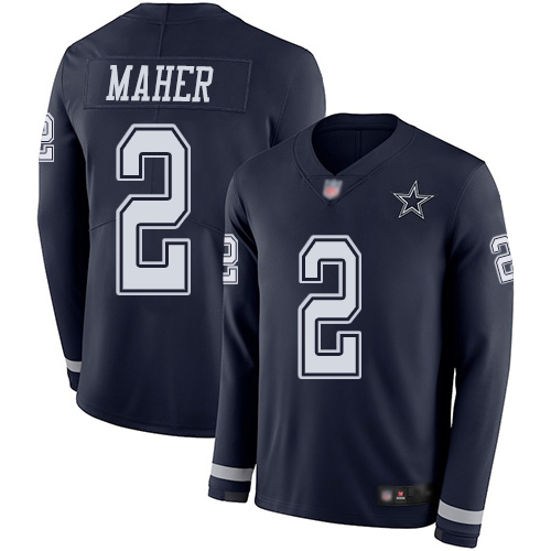 Men Dallas Cowboys Limited Navy Blue Brett Maher 2 Therma Long Sleeve NFL Jersey